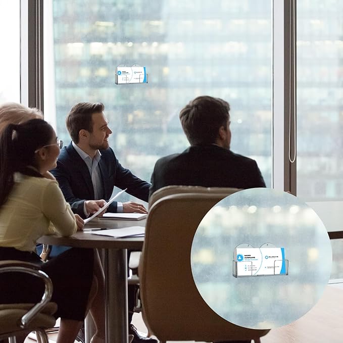 Window Mount Business Card Holder with Suction Cups Acrylic Single Pocket Organizer Clear Card Holder Acrylic Display Storage for Home Office(Simple)