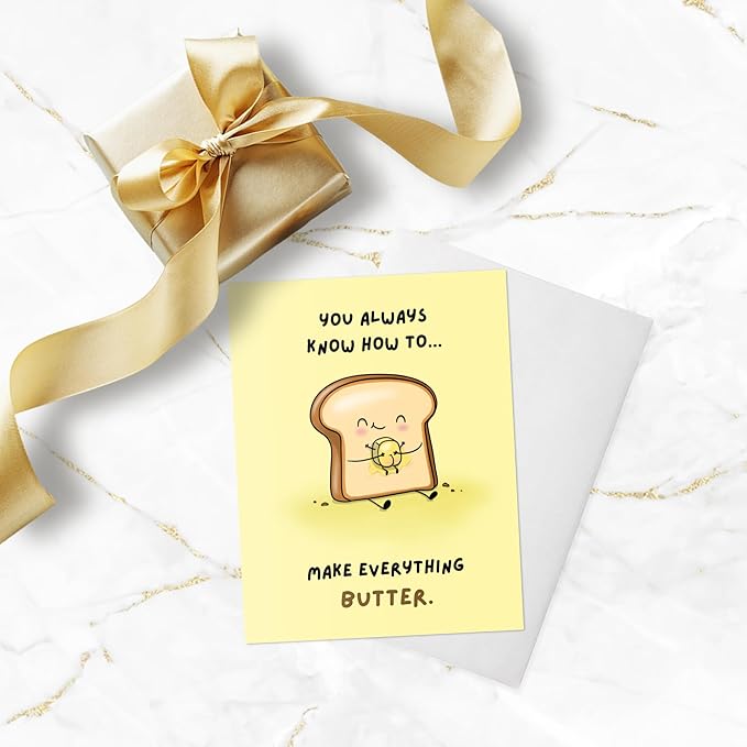 ALY LOU Anniversary Card for Her Him/Girlfriend Wife/Husband Boyfriend, Friendship Thank You Birthday Kawaii Greeting Card (Everything Butter)