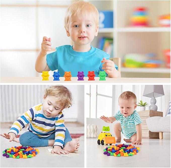 Timoo Colored Counting Bears, 60 PCS Color Sorting Bears (Green & Purple & Blue & Orange & Red & Yellow)