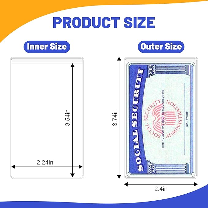 16 PCS Social Security Card Protector Sleeves/New Medicare Card Protector Sleeve/Credit Card Holder,31 Mil Soft Clear Plastic Card Sleeves, Waterproof SSN Card Protector