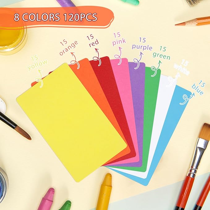 120 Pcs Dry Erase Index Cards Notecards Blank Reusable Flash Cards Sheets Game Cards Study Business Note Cards for School Office Housework Taking To Do List(Rainbow, 3 x 5 Inch)