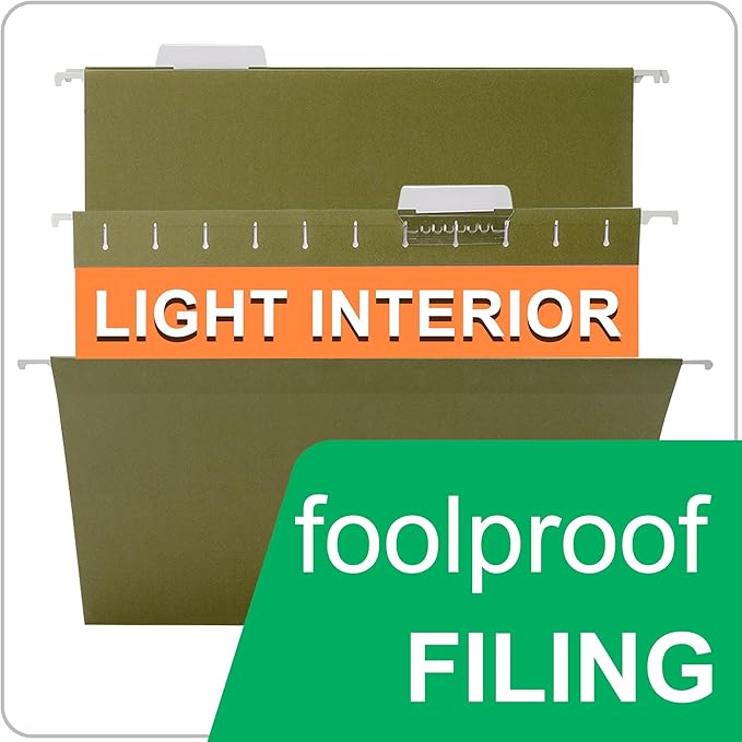 50 Packs Hanging File Folders,Dark Green Letter Size File Folders with 1/5 Adjustable Cut Tabs,Decorative,Drawer,Desk and Cabinet Use