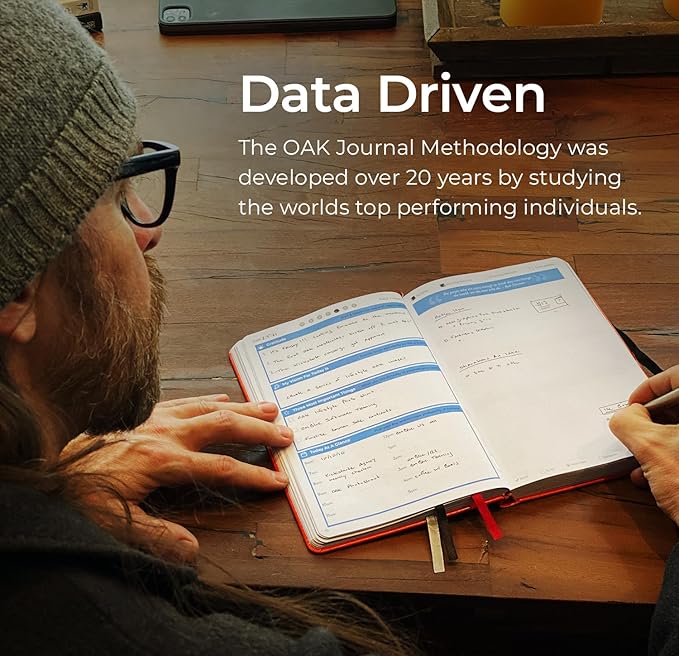 The OAK Journal Orange Smart Goal Planner Journal and Planner for Full Focus and Best Self Quarterly Goal Planner & Daily Gratitude Journal