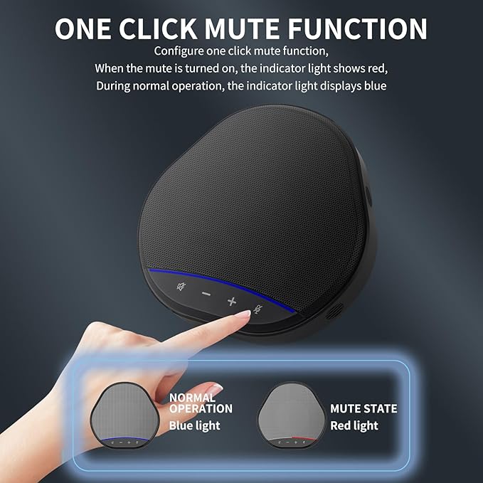 XTUGA K6 Conference Speaker and Microphone Speakerphone Noise Reduction 360°Voice Pickup USB Mic Compatible with Video Call, Zoom, Teams, Skype, Home Office Meeting