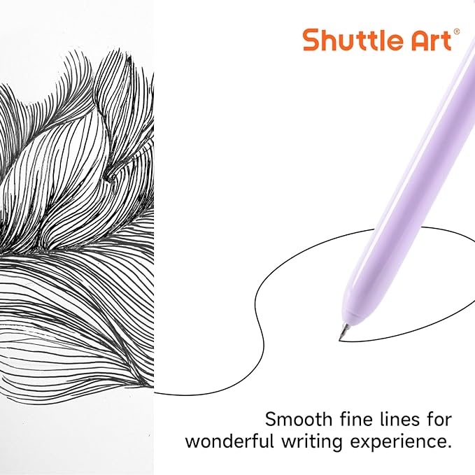 Shuttle Art Retractable Pastel Gel Ink Pens, 11 Pack Black Ink Pens, Cute Pens 0.5mm Fine Point for Writing Journaling Taking Notes School Office Home