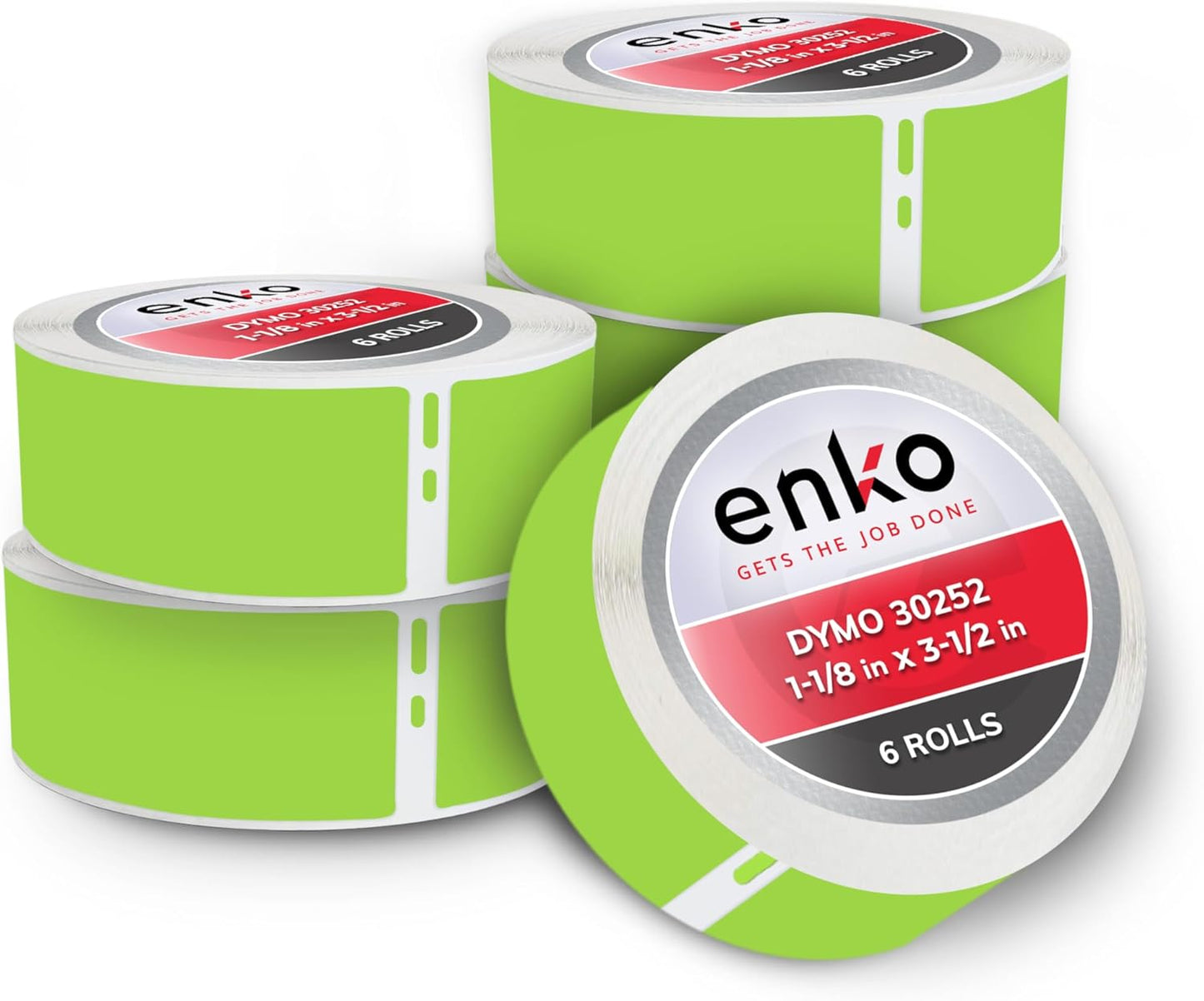 enKo [6 Rolls, 2100 Labels] Address, Shipping & Barcode Labels 30252 - Green (1-1/8" x 3-1/2") Compatible for Dymo LabelWriter & Rollo Printer