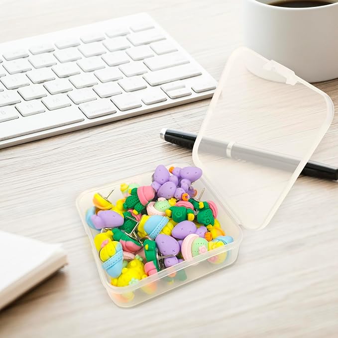 GOUWEIBA 40 Packs Decorative Thumb Tacks - Cute Push Pins Colorful Pushpins for Photo Wall Cork Board Bulletin Board Home Office Decor Cubicle Decorations (Cactus)