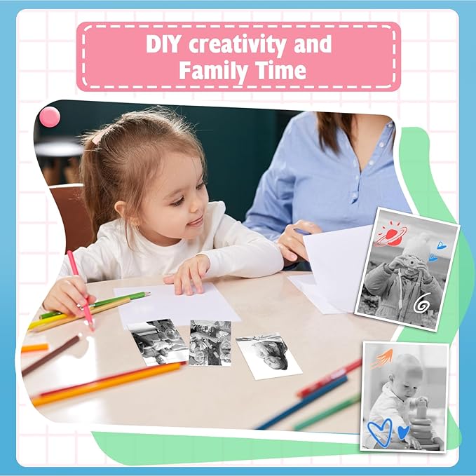 Thermal Paper,𝟏𝟐 𝐑𝐨𝐥𝐥𝐬 Kids Instant Camera Refill Print Paper, Atnadov HD Thermal Paper for Most Kids Instant Camera (White-12 Rolls)