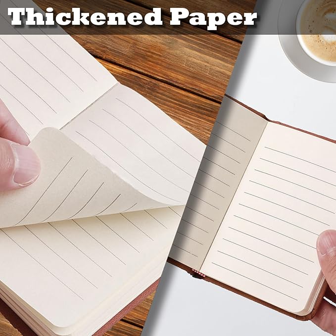 8 Pack Pocket Notebook Small Notebook, 3" x 4.4" Journal Notebook Hardcover with Thick Lined Paper, 200 Pages Leather Cover Mini Journal Notepad (Brown)