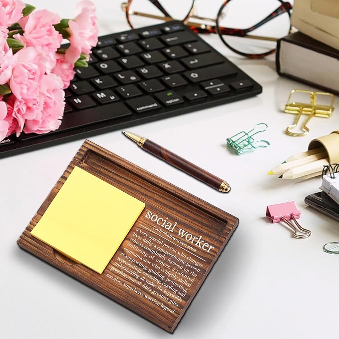 Social Worker Sticky Note Holder, Social Worker Appreciation Gifts, Social Worker Graduate Gift, Thank You Gifts for Social Worker, Social Worker Definition Desk Self-Stick Note Pad Holders TZP06