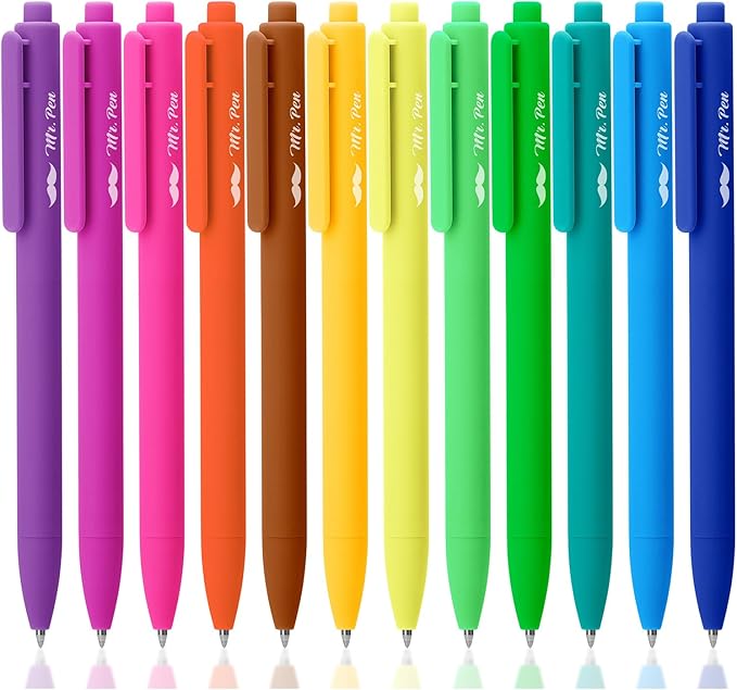 Mr. Pen- Retractable Gel Pens, 12 Pack, Bright Color Ink Gel Pens, Gel Pens Fine Point 0.7mm, Retractable Pens, Cute Pens, Gel Ink Pens, Aesthetic Pens for Journaling Fine Tip Pens