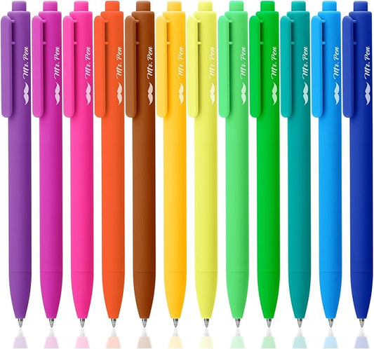Mr. Pen- Retractable Gel Pens, 12 Pack, Bright Color Ink Gel Pens, Gel Pens Fine Point 0.7mm, Retractable Pens, Cute Pens, Gel Ink Pens, Aesthetic Pens for Journaling Fine Tip Pens