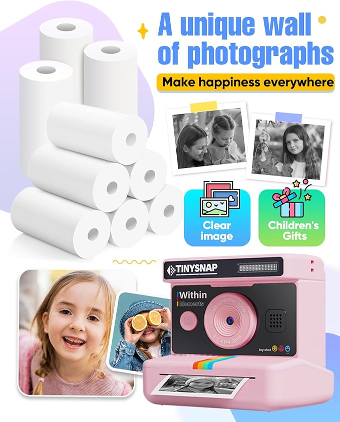 16 Rolls Instant Print Camera for Kids Refill Print Paper,HD Printing Thermal Print Paper Set Portable Refill Print Paper