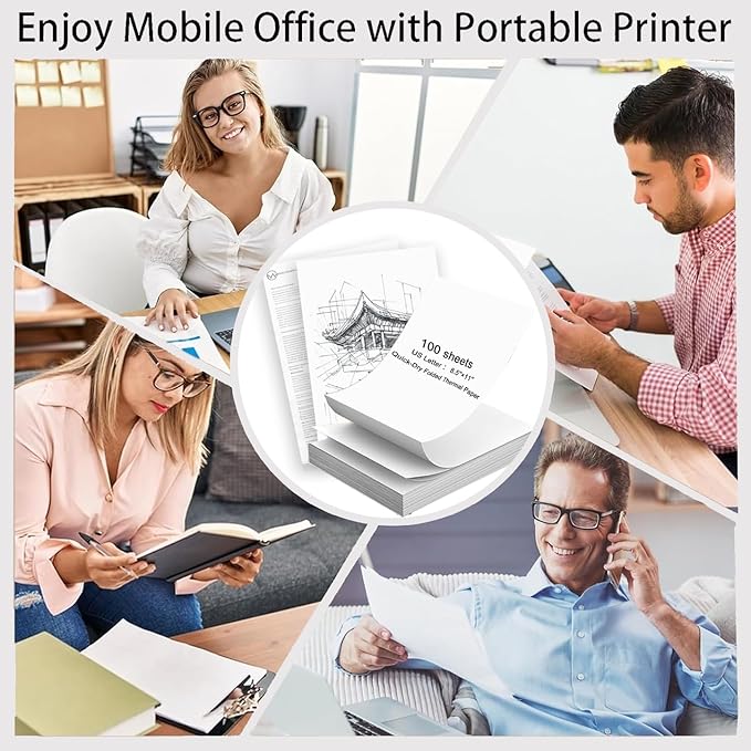 200 Sheets US Letter Size Thermal Paper(100 Folded & 100 Single), Thermal Printer Paper 8.5 x 11 Inch, Printer Paper for M08F/A40 Thermal Portable Printer