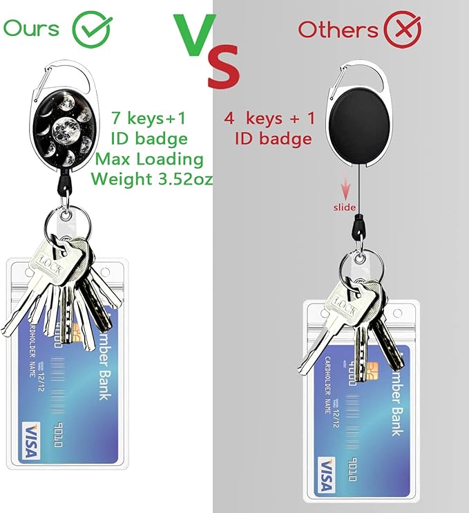 Moon Planet Teacher Lanyards for Id Badges and Keys, Retractable ID Badge Holder with Detachable Lanyard, Fashionable Badge Reel Heavy Duty with Carabiner Clip, Nurse Student Office Gifts