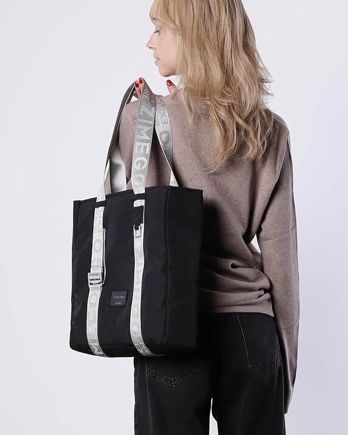 ZIMEGO Unisex Two-Tone Gym Tote Bag - Stylish Everyday Travel Tote with Double Top Handles