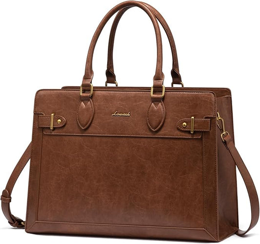 LOVEVOOK Laptop Bag for Women 17 Inch Work Tote, Business Computer Briefcase, PU Leather Tote Bag for Teacher, Office Shoulder Tote Purse