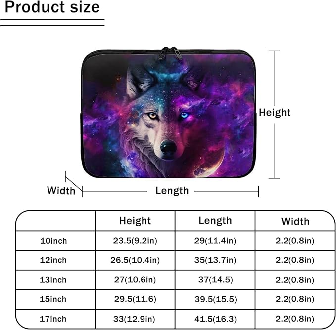 Galaxy Wolf Laptop Protective Sleeve for Men 10 inch Laptop Covers with Large Capacity Lap Top Case Lightweight Computer Sleeve Bag Suitable Gifts for Holidays Purple Tablet Bag