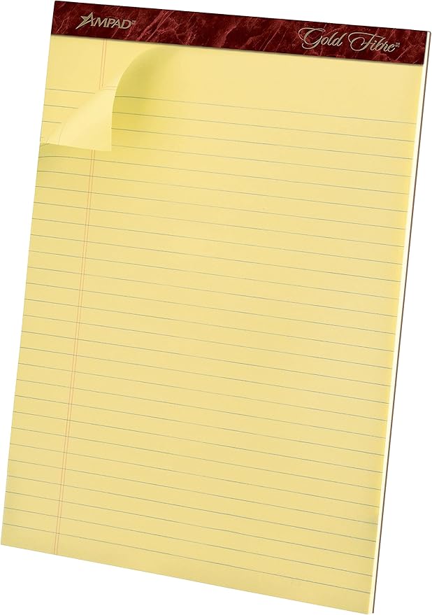 Esselte Corporation Perforated Pads,Legal,50 Sheets,8 1/2" x 11 3/4" ,4/Pack,Canary