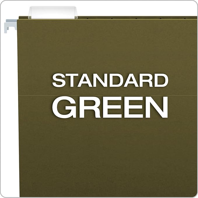 Pendaflex Extra Capacity Reinforced Hanging File Folders, Letter Size, Standard Green (04152X2) and Pendaflex Hanging File Folders, Letter Size, Standard Green, 1/5-Cut Adjustable Tabs (81602)