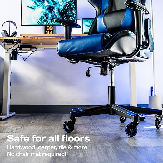 The Original Roller Blade Office Chair Wheels (As Seen On PBS) - Incredibly Smooth & Quiet Rolling Casters - Safe for Hardwood Floors & Carpet - Easy Installation with Universal Fit - Set of 5 - Blue