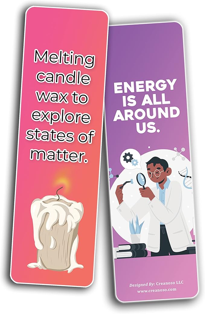 Creanoso Mad Scientist Bookmarks (2-Sets X 6 Cards) – Daily Inspirational Card Set – Interesting Book Page Clippers – Great Gifts for Adults and Professionals