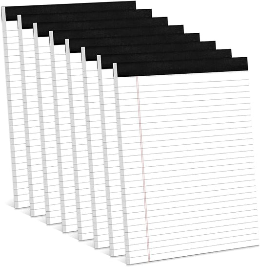 8 Pack White Legal Pads 8.5 x 11 Wide Ruled Note Pads 8.5 x 11" Legal Ruled Writing Pads for School 30 Sheets White Lined Paper Pads Notebook for Work Legal Notepads for Office Pad of Paper for Home