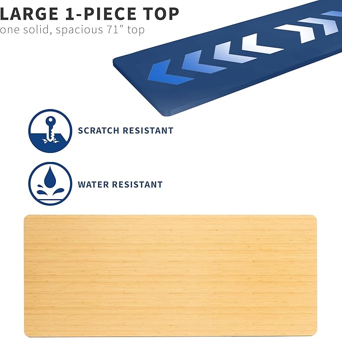 VIVO Universal 71 x 30 inch Solid One-Piece Table Top for Standard and Sit to Stand Height Adjustable Home and Office Desk Frames, Bamboo, DESK-TOP71O