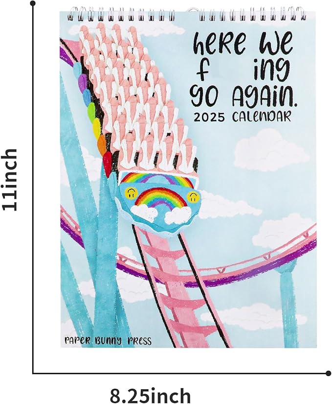 Here We Go Again 2025 Calendar, Fun Here We Go Again Calendar, Hanging Month Hanging Calendar, Match Your Witty Personality, Novelty Planning Wall Calendar Note Pads for Home Office