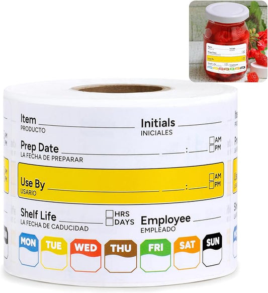 300 Pcs Restaurant Quality Shelf Life Food Rotation Labels, 2” x 3” Self-Adhesive Removable Freezer Food Labels Stickers, Perfect for Reusable Containers, Easy to Remove, Food Safety Date Sticker