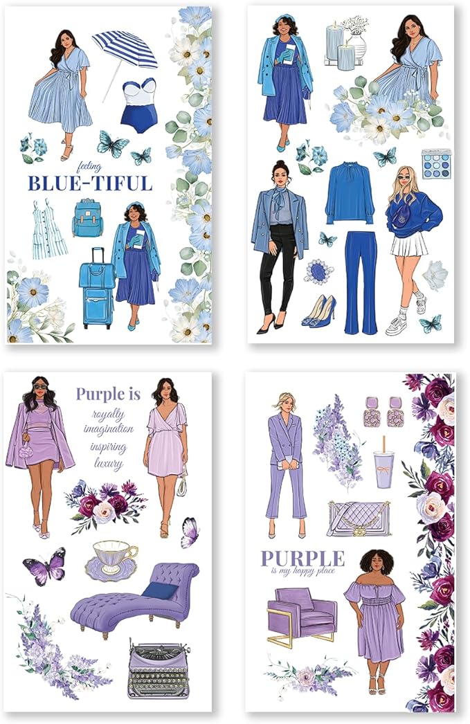 Rongrong Rainbow Girls Planner Stickers Book for Planners, Calendars, Journals – Aesthetic Premium Quality Hand Drawn – Scrapbook Stickers – 24 Pages