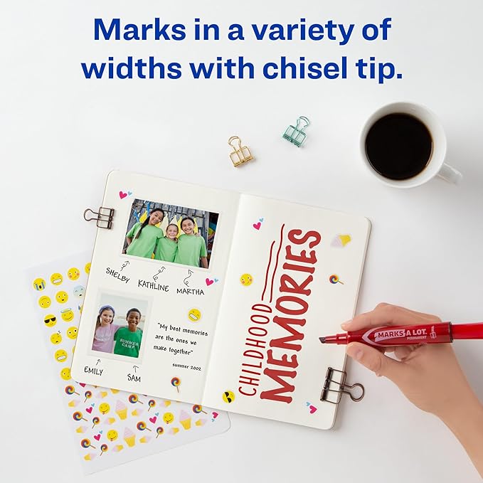 AVERY Marks-A-Lot Permanent Markers, Regular Desk-Style Size, Chisel Tip, Water and Wear Resistant, 1 Red Marker (17887)