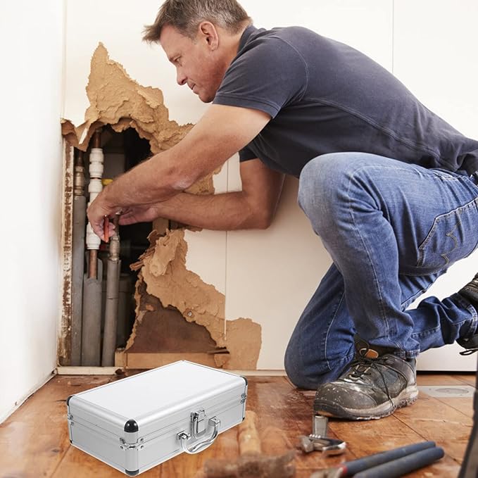 ERINGOGO Aluminum Attache Case - 12inch Lock Metal Briefcase with Ripple Foam, Hard Aluminum Carrying Case for Men, Universal Portable Tool Case for Laptop/Luggage/Instrument White