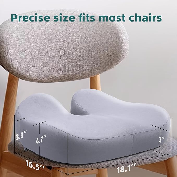 Seat Cushions for Office Chairs - Pressure Relief Seat Cushion - Car Seat Cushions for Pressure Relief, Tailbone Pain, Sciatica & Back Pain Relief for Office Chairs (Light Grey-U Shape)