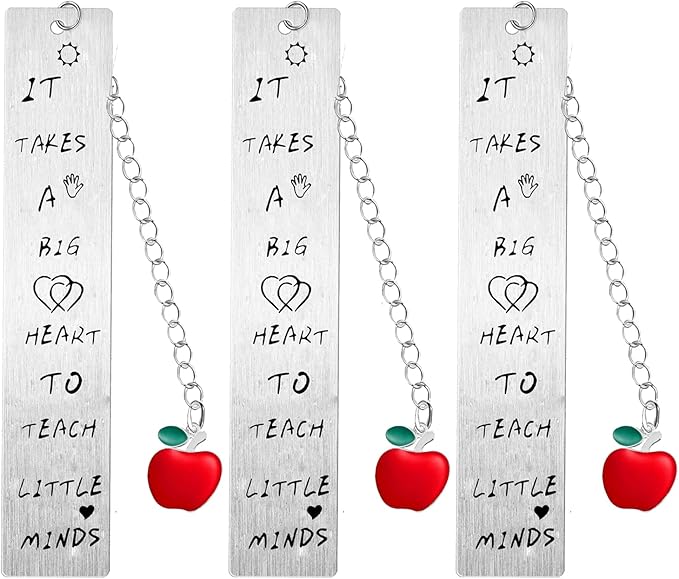 3PC Big Hearts to Teach Little Minds Teacher Bookmark Presents Retirement Christmas Birthday Thank You Bookmark Gift for Teacher