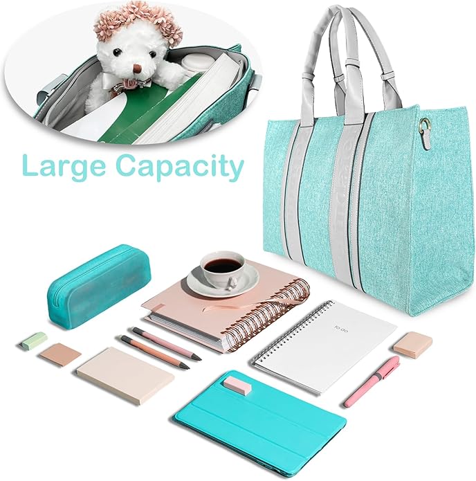 Tote Bag Fashion Canvas Bag for 15.6'' Laptop Large Capacity Briefcase for Women Office Travel College