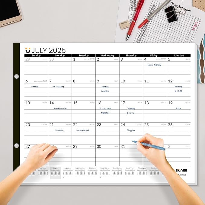 SUNEE 2025 Desk Calendar Large 22x17 from Now to March 2026, Extra Large Desktop Monthly Calendar Pad 18 Months For Teacher or Family, Desk Top Calendar, Black