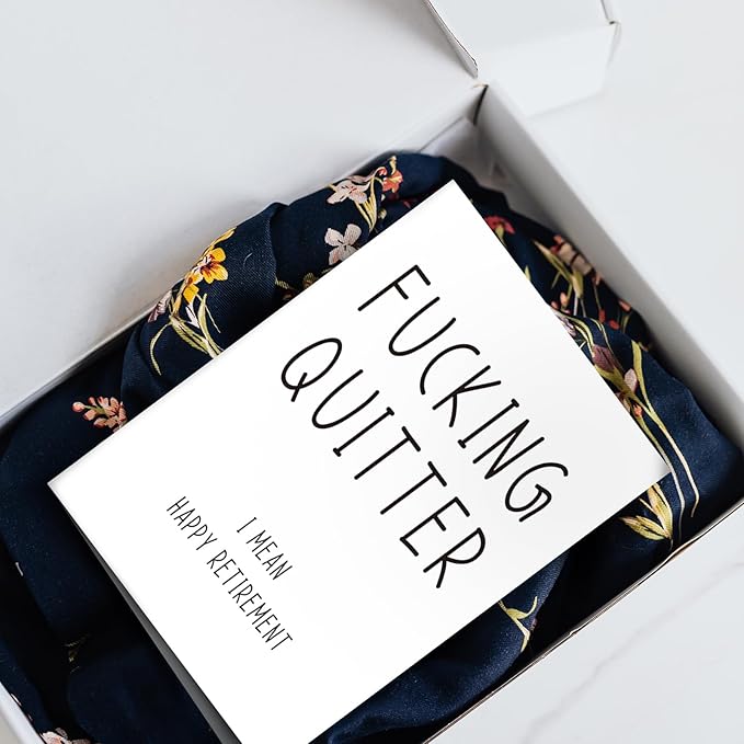 SuperShunhu Funny Retirement Card for Coworker Colleague, Retiring Card Gift for Women Men, Rude Happy Retirement Card, Fucking Quitter, I Mean Happy Retirement