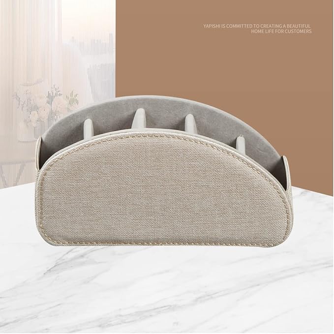 Remote Control Holder, Leather 5 Rooms Desk Organizer and Decorations for Living Room, Bedside Storage Remotes Caddy for TV Controllers/ Makeup Brush Pen/ Office Stationery/ Art Supplies/ Eyeglasses