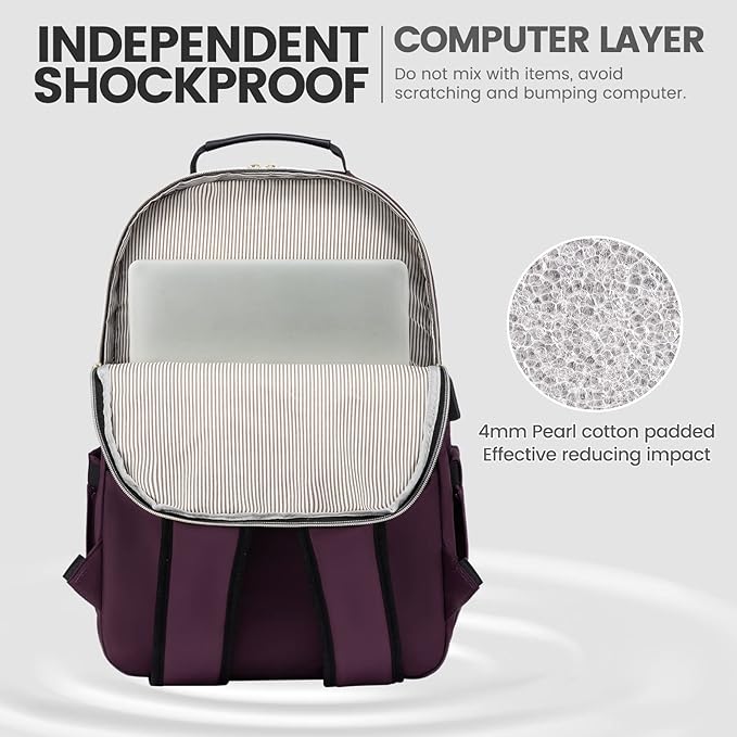 LOVEVOOK Laptop Backpack for Women 17.3 inch,Cute Womens Travel Backpack Purse,Professional Laptop Computer Bag,Waterproof Work Business College Teacher Bag Carry on Backpack with USB Port,Deep Purple