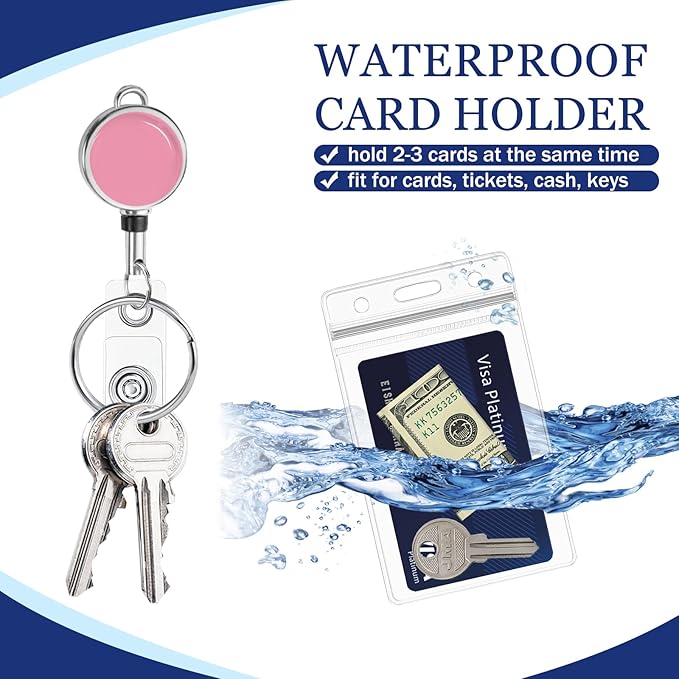 Giancomics Lanyards for Id Badges, ID Badge Holder with Retractable Reel, Cute Waterproof Lanyards for Cruise Ships Cards Key Office Work Name Tag Zip Type Card Holder Protector 2 Pack