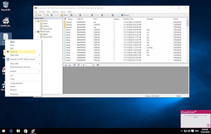 CimFAX Fax from PC/Mobile to Fax Machines Fax2Email 20 Users Fax Server Automatic Fax Solution Fax Via Landline… (2GB)