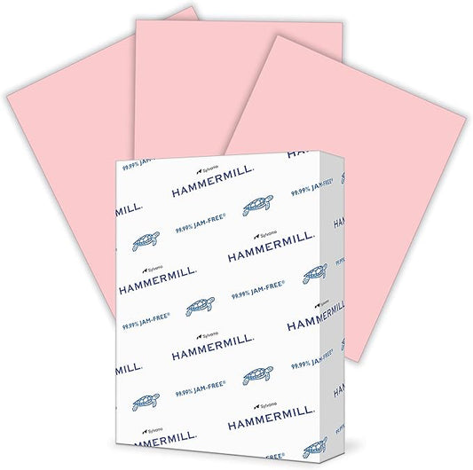 Hammermill Colored Paper, 24 lb Pink Printer Paper, 8.5 x 11-1 Ream (500 Sheets) - Made in the USA, Pastel Paper, 104463R
