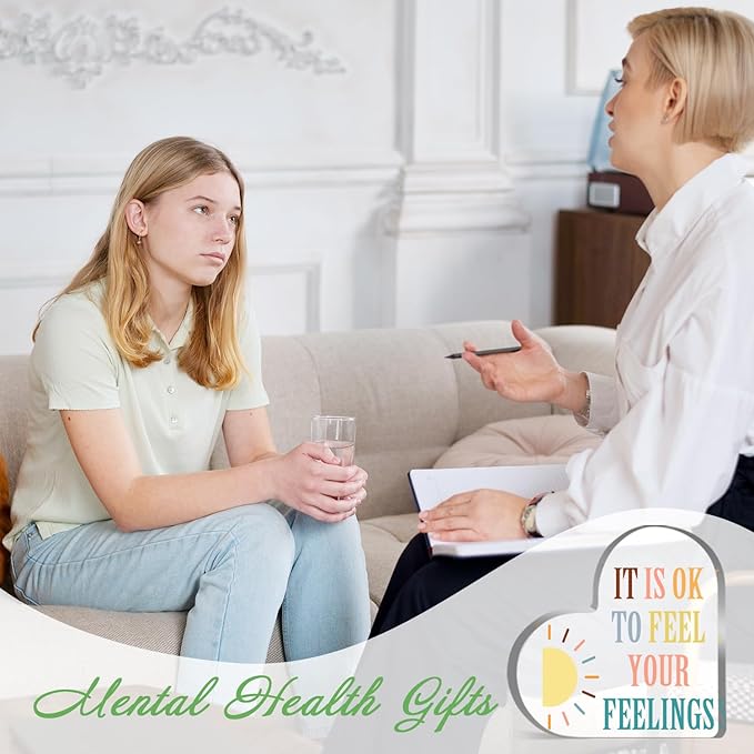 Mental Health Awareness Decor, Psychotherapy Affirmations Heart Acrylic Sign, School Counselor Sign, Therapy Office Decor, Positive Sayings Gifts for School Home Therapy Office Living Room Bedroom