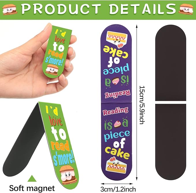 48 Pack Scented Bookmarks Magnetic Scratch and Sniff Bookmarks Fruit Food Bookmarks for Kids Cute Bookmarks with Sayings Christmas Bookmarks for Kids Students Teens Teachers (Mixed Flavor)