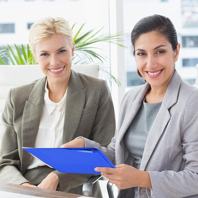 Cholemy 36 Pcs Plastic Pocket Folders with Prong 2 Heavy Duty Pockets Folders with 3 Prongs Letter Size Paper Folders Bulk File Plastic Folders with Fasteners for Office Workers (Black,Blue)