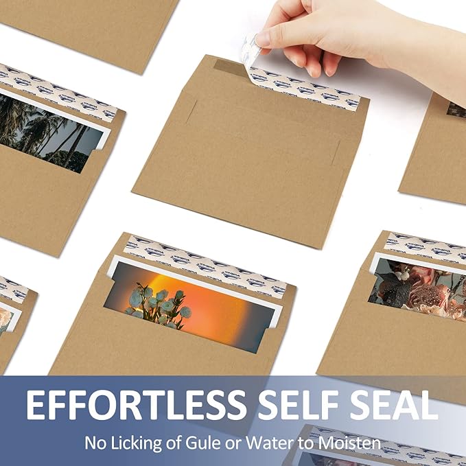 ValBox 5x7 Envelopes for Invitation 100 Qty A7 Envelopes Self Seal Brown, Kraft Paper Envelope for 5x7 Cards, Weddings, Baby Shower, Stationery, Office, 5.25 x 7.25 Inches