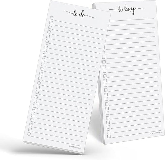 321Done (1 To Do (1) To Buy List Notepad 2-Pack - 3.7x8.5 (Slim, Skinny, Handheld - College Ruled) - Minimalist Memo Pad for ToDos, Tasks, Shopping, Grocery, Organizing, Planning - Made in the USA