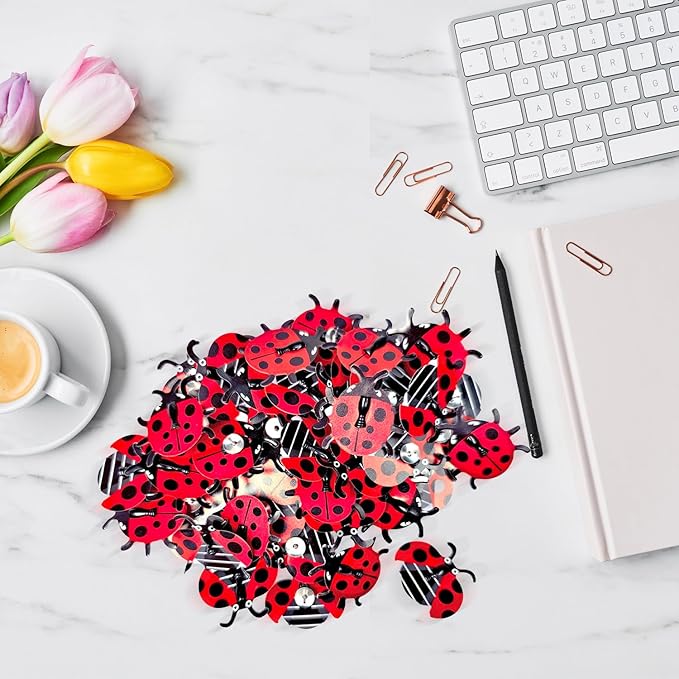 GOUWEIBA 40 Packs Decorative Thumb Tacks - Cute Push Pins Colorful Pushpins for Photo Wall Cork Board Bulletin Board Home Office Decor Cubicle Decorations (Ladybug)