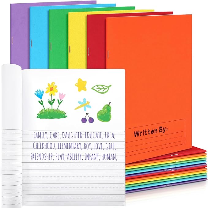 Henoyso 24 Pcs Primary Composition Notebook K-2 9 3/4 x 7 1/2 Inch Primary Journal Blank Writing Book for Kid to Write Draw and Journal 60 Page Notebook Back to School Supplies (Colorful)
